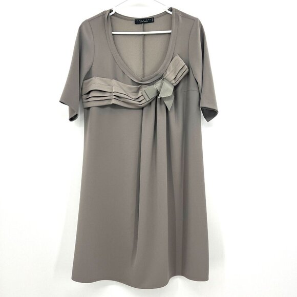 Twin Set Simona Barbieri Gray Bow Accent Shift Dress Women's Large - Picture 1 of 4